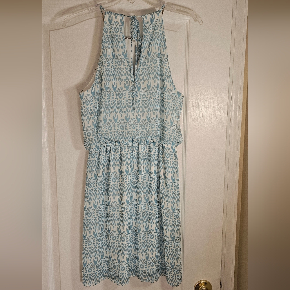 B. Smart Blue Patterned Mini Dress - Picture 3 of 4